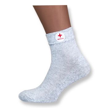 Шкарпетки чоловічі медичні сітка без гумки світло-сірі Krokus упаковка 12 пар