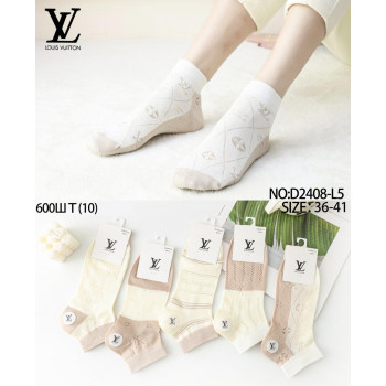 Набір з 5 пар коротких тонких жіночих шкарпеток з прозорими вставками LV