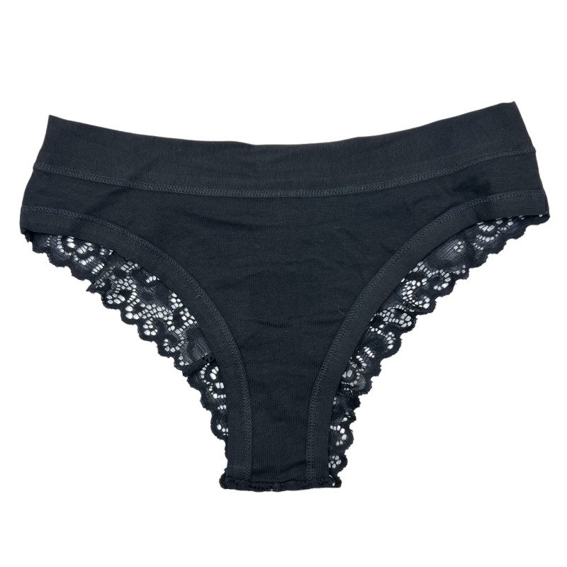 Жіночі бавовняні труси бразиліана з мереживом Berrak Туреччина (чорний) XL