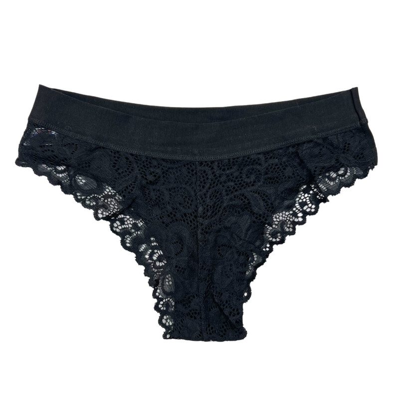 Жіночі бавовняні труси бразиліана з мереживом Berrak Туреччина (чорний) XL