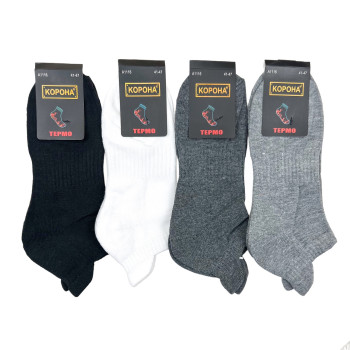 Чоловічі теплі короткі шкарпетки з махровою стопою Корона Світло-сірий