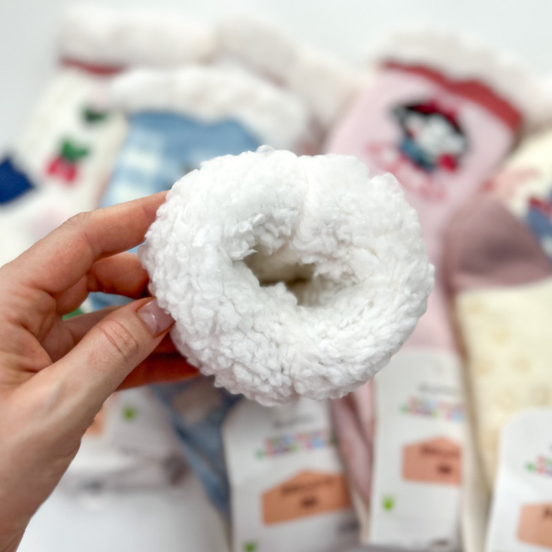 Дитячі домашні хутряні шкарпетки з силіконом на стопі для дівчинки 30-35