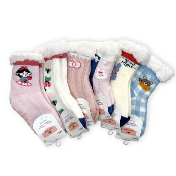 Дитячі домашні хутряні шкарпетки з силіконом на стопі для дівчинки 30-35