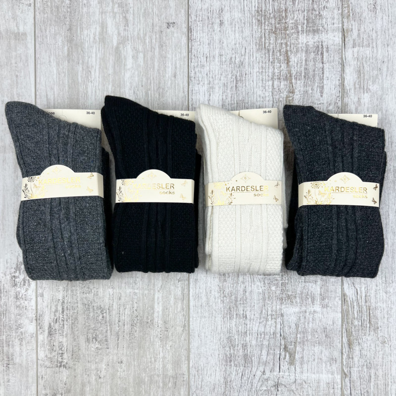 Гольфи вище коліна шерстяні жіночі Kardesler Туреччина (заколінники) Графіт