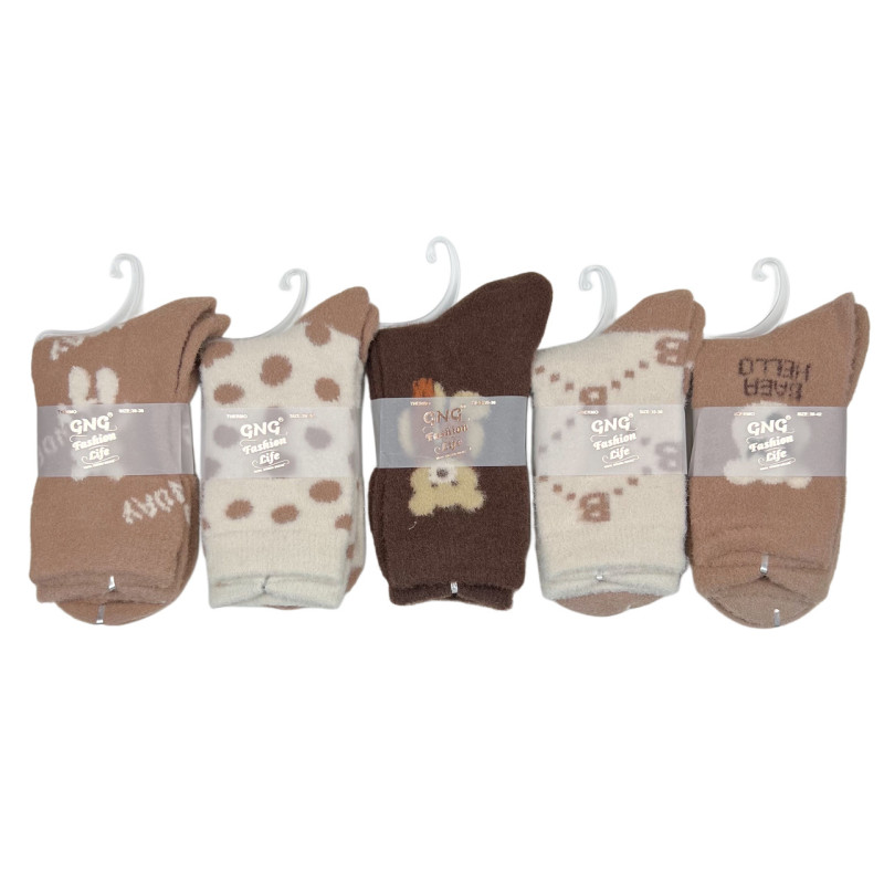 Мʼякі жіночі шкарпетки з шерсті альпаки (малюнок ведмеді) GNG 39-42