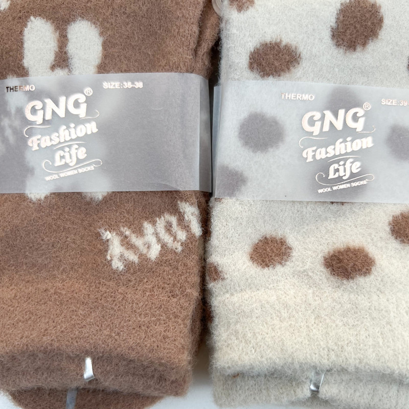 Мʼякі жіночі шкарпетки з шерсті альпаки (малюнок ведмеді) GNG 39-42