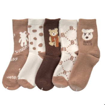 Мʼякі жіночі шкарпетки з шерсті альпаки (малюнок ведмеді) GNG 39-42