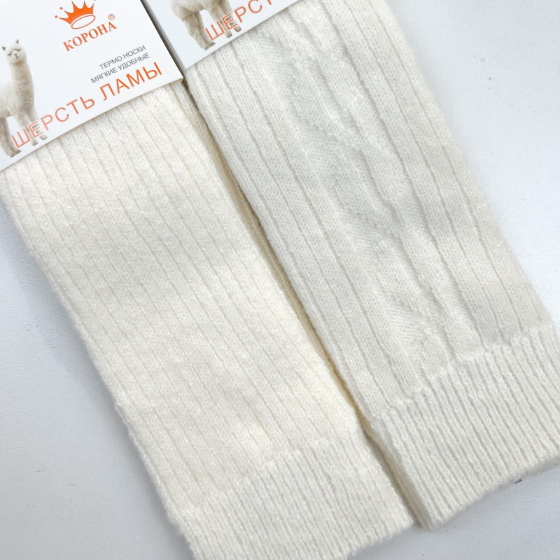 Жіночі вовняні гольфи з вовни лами молочні Корона, 85% вовна лами, 36 см, розмір 36–40, Китай