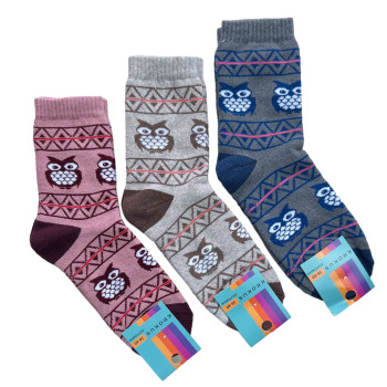 Махрові жіночі високі шкарпетки з совами Krokus