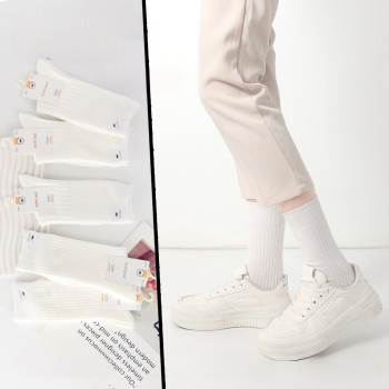 Вовняні високі шкарпетки молочного кольору жіночі (тонкі) Корона