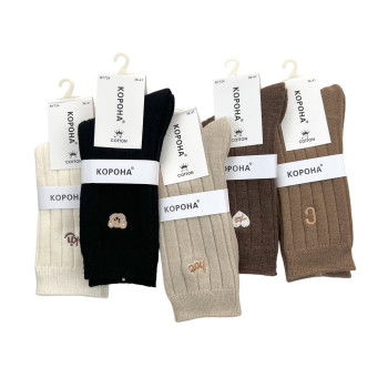 Жіночі вовняні високі шкарпетки в рубчик Корона