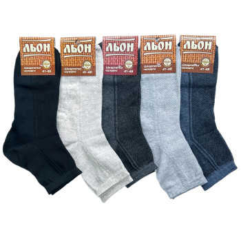 Тонкі льняні чоловічі шкарпетки з сіткою середньої висоти Дукат