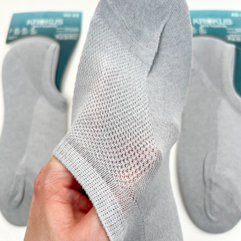 Сліди чоловічі бавовняні з сіточкою Krokus (світло-сірий)