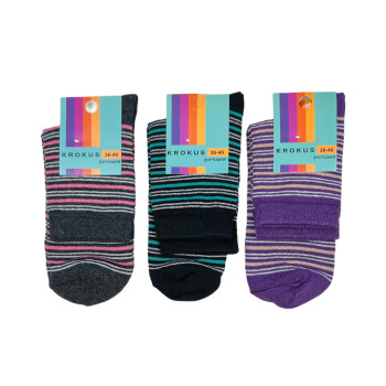 Жіночі бавовняні середні шкарпетки Krokus (смужка)