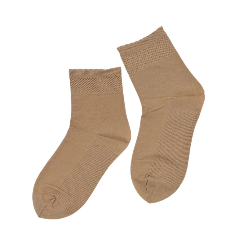 Капронові жіночі шкарпетки з текстурною нековзаючою стопою (бежеві) Kena