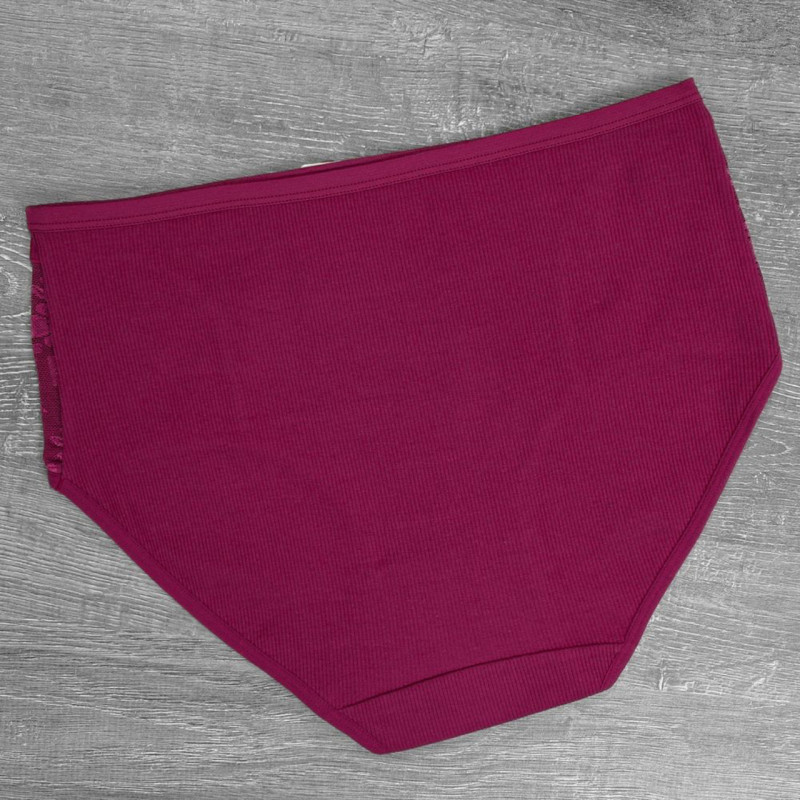 Жіночі бавовняні труси сліп в рубчик з мереживною вставкою Aonidaisi (великі розміри) 2XL, Синій