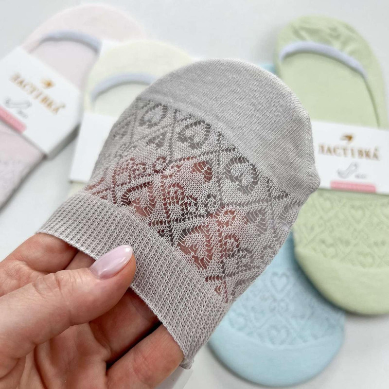 Сліди жіночі бавовняні з перфорацією (з силіконом на пʼятці) Ластівка