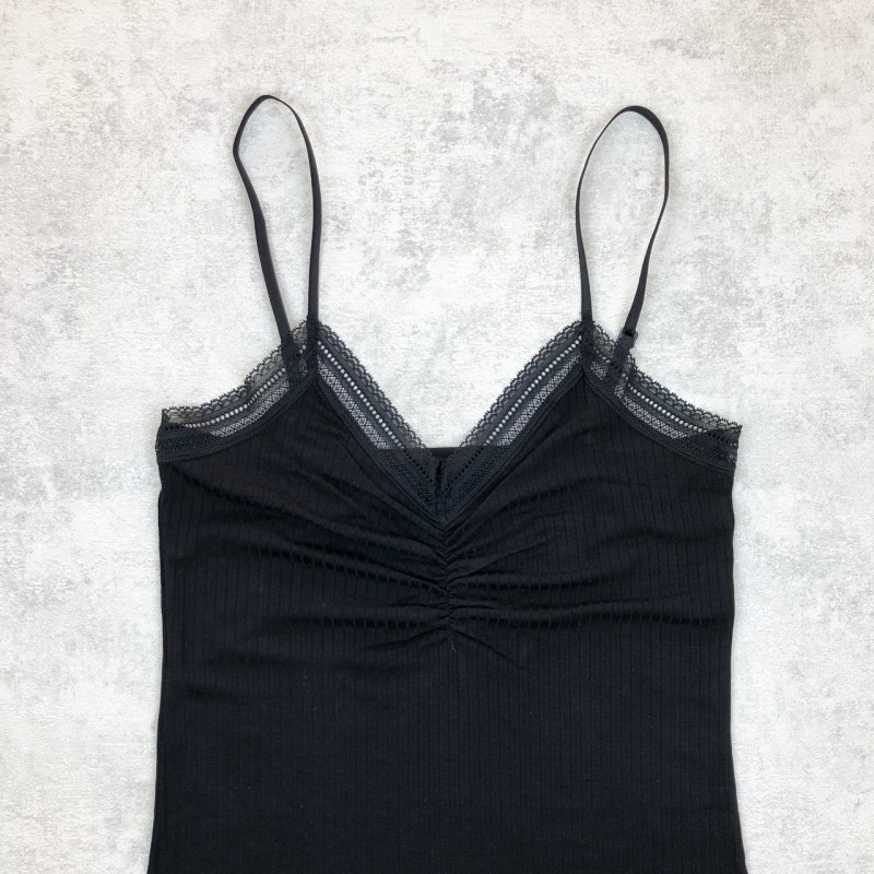 Чорна майка жіноча на тонких бретелях Berrak Туреччина XL