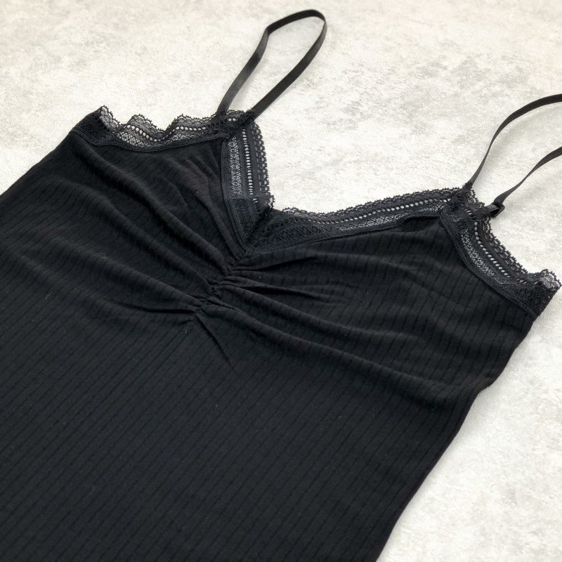 Чорна майка жіноча на тонких бретелях Berrak Туреччина XL