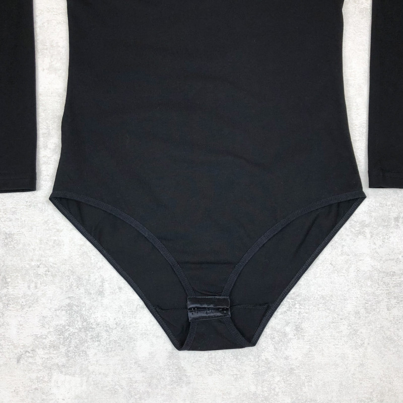 Чорний боді жіночий з довгим рукавом (бавовна) Berrak Туреччина L