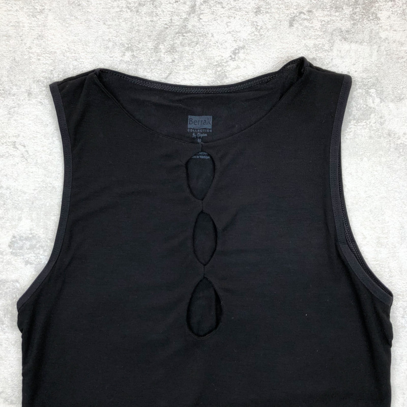 Боді-майка чорний жіночий з ефектними вирізами Berrak Туреччина XL