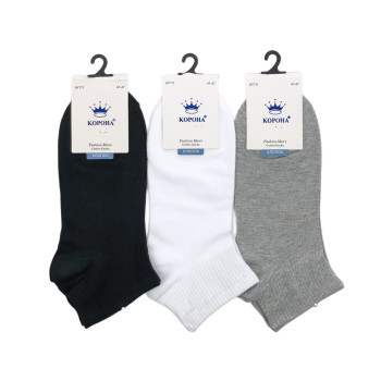 Короткі чоловічі бавовняні шкарпетки зі спортивною резинкою Корона Білий