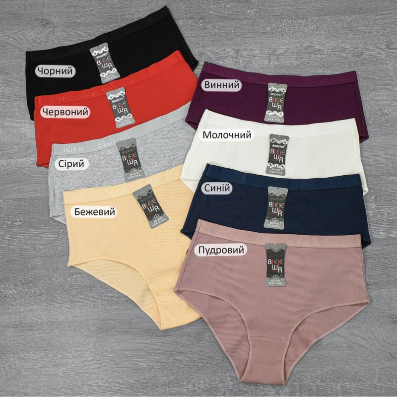 Жіночі бавовняні труси сліп зі спортивною резинкою Biweier (великі розміри) L, Сірий