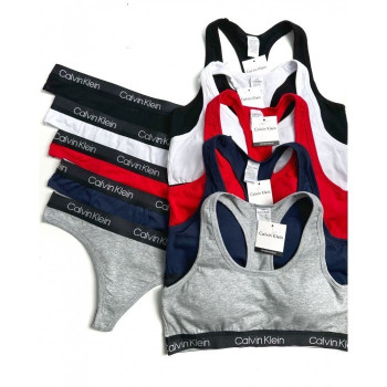 Жіночий спортивний комплект нижньої білизни (топ + трусики стрінги) M, Синій