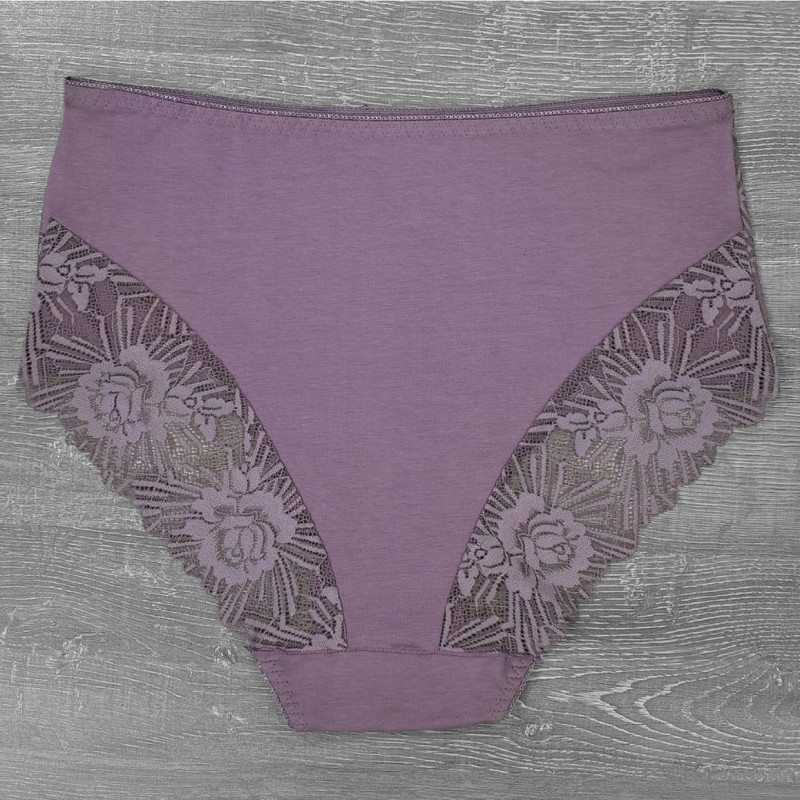 Жіночі мереживні труси сліп 95% бавовна LuLoLa (великі розміри) 2XL, Сливовий