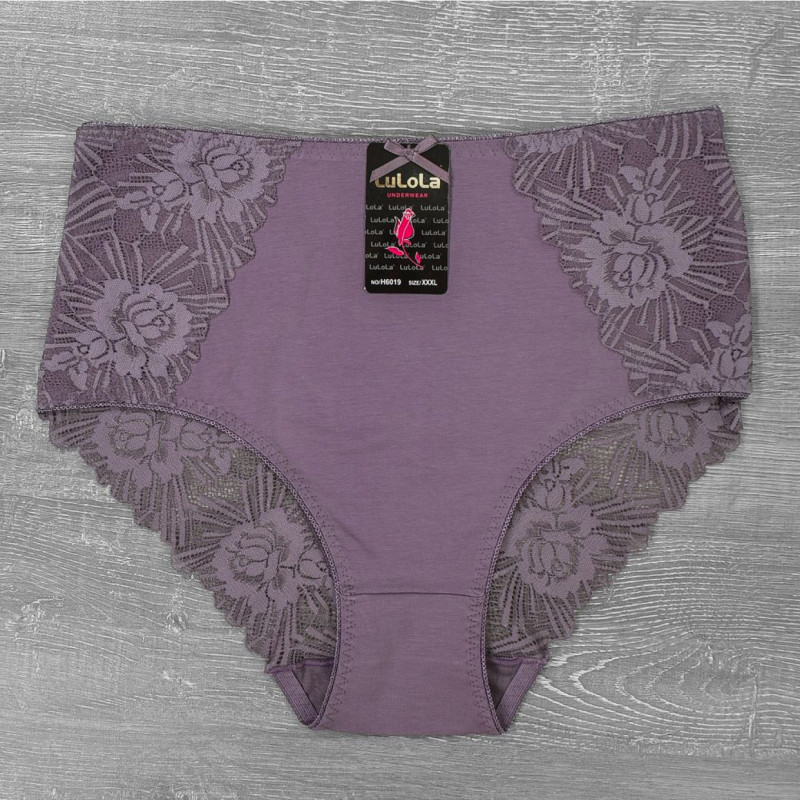 Жіночі мереживні труси сліп 95% бавовна LuLoLa (великі розміри) 2XL, Синій