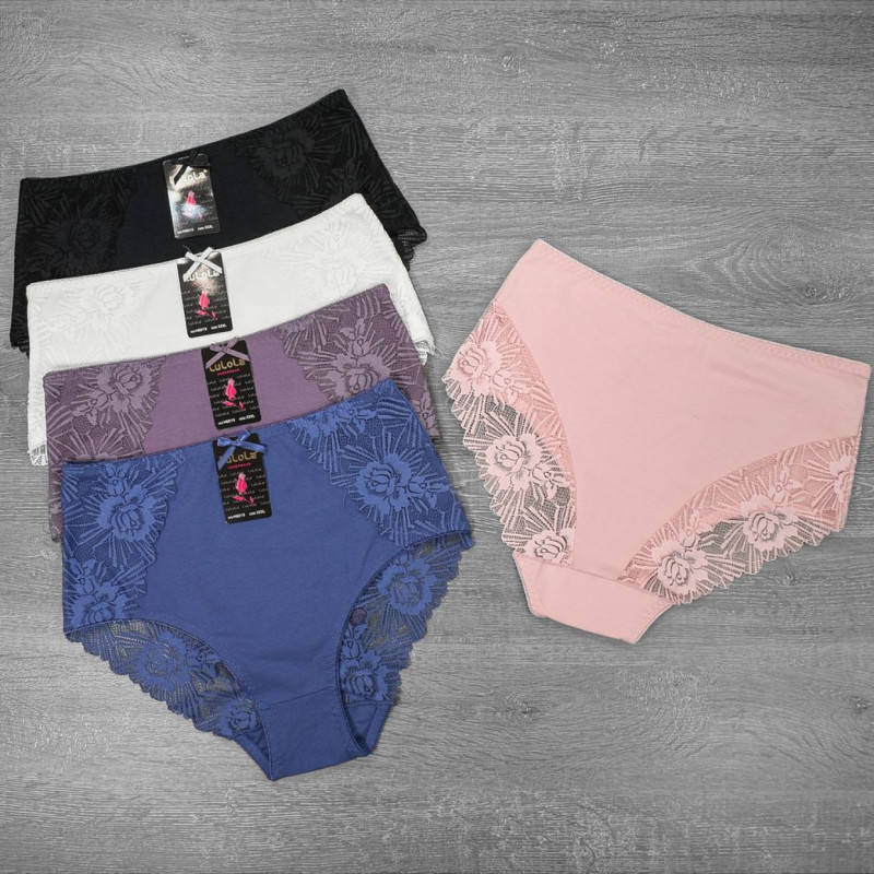 Жіночі мереживні труси сліп 95% бавовна LuLoLa (великі розміри) 2XL, Синій