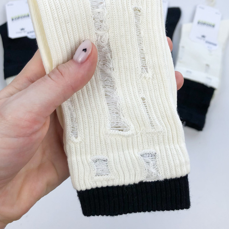 Жіночі шкарпетки з рваностями високі Корона Чорний