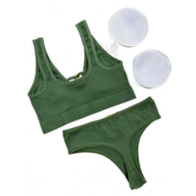 Комплект спідньої білизни жіночий топ + трусики стрінги (сердечко) Чорний