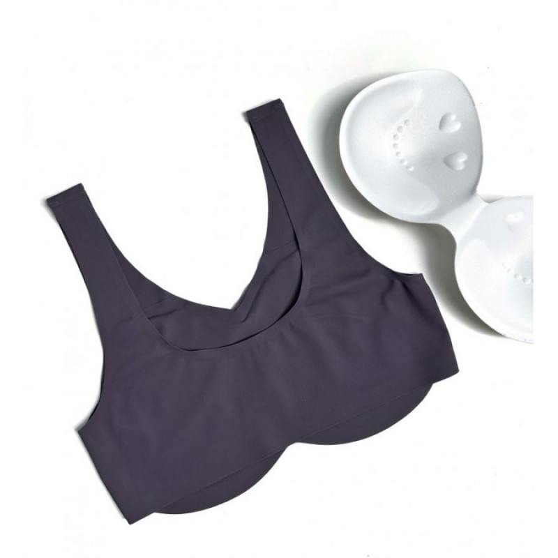 Топ жіночий безшовний з лазерною обробкою країв Темно-сірий