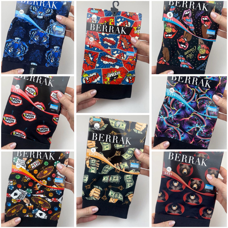 Чоловічі труси боксери з яскравим малюнком з преміальної турецької бавовни Berrak L