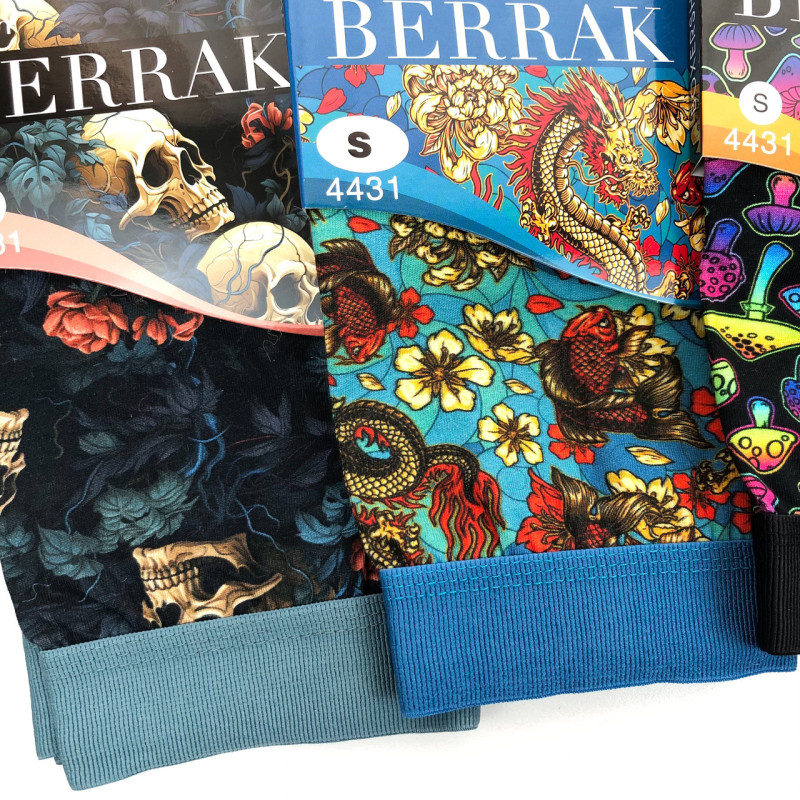 Чоловічі труси боксери з яскравим малюнком з преміальної турецької бавовни Berrak XL