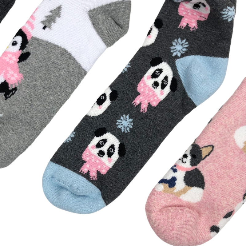 Новорічні жіночі махрові шкарпетки Ekmen Туреччина Панда в шапці