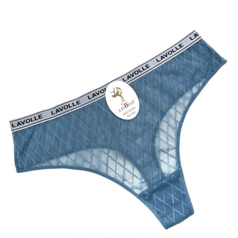 Труси стрінги жіночі прозорі з написом на резинці Lavolle M