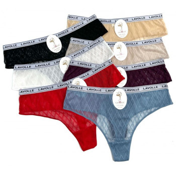 Труси стрінги жіночі прозорі з написом на резинці Lavolle L