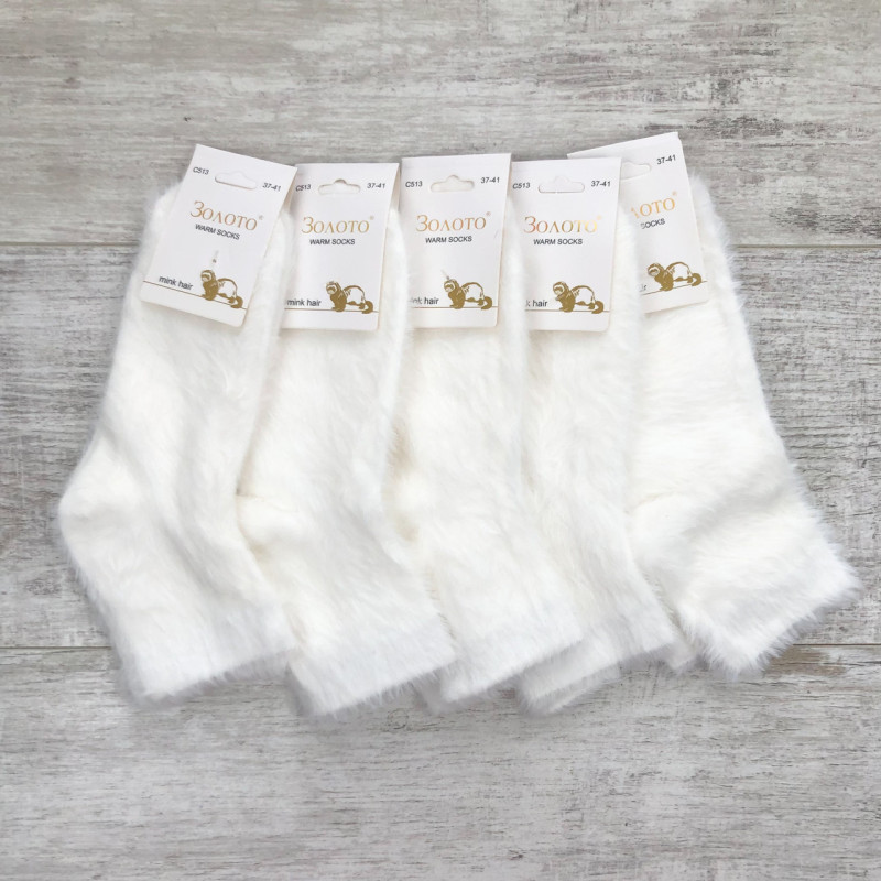 Короткі жіночі білі шкарпетки із вовни норки DMDBS