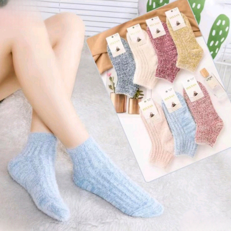 Короткі жіночі пухнасті шкарпетки з вовни норки Золото