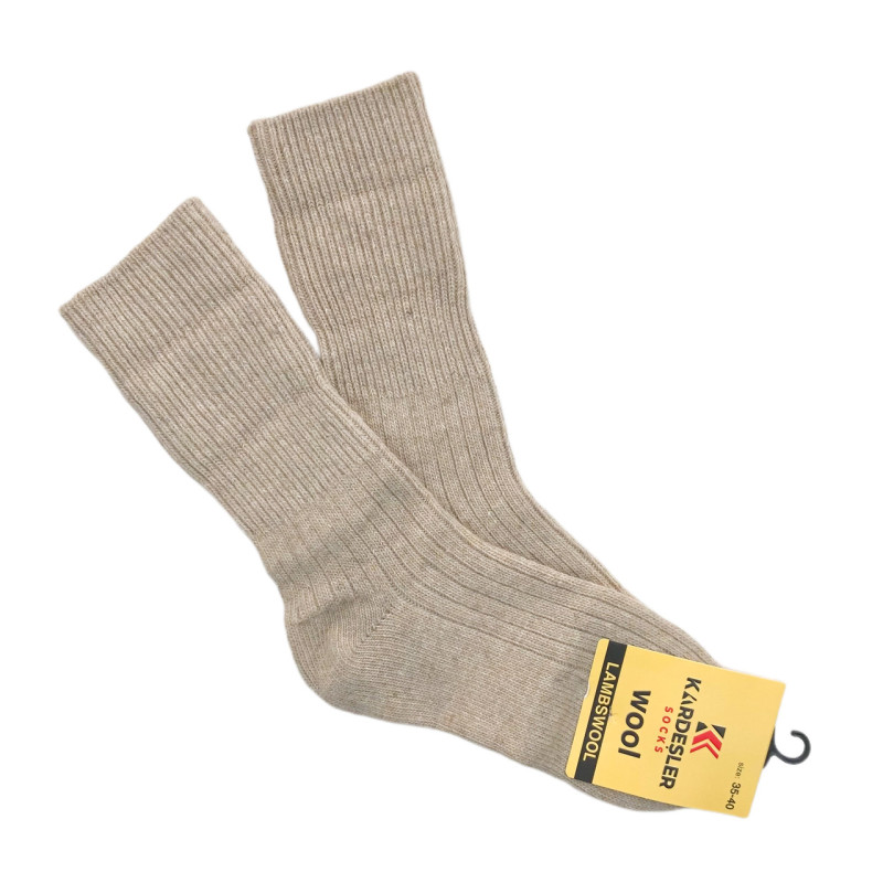 Шкарпетки жіночі з овечої вовни з відворотом Kardesler Туреччина Молочний