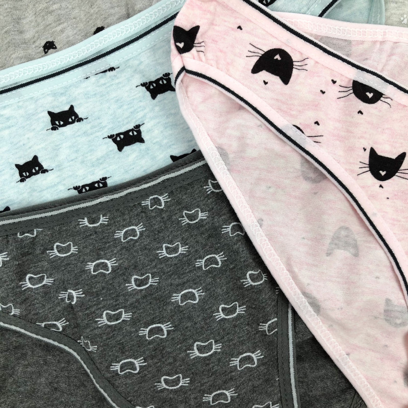 Жіночі бавовняні трусики сліп з тонкою резинкою Donella (котики) L
