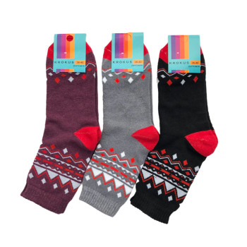 Жіночі теплі махрові шкарпетки Krokus (орнамент)