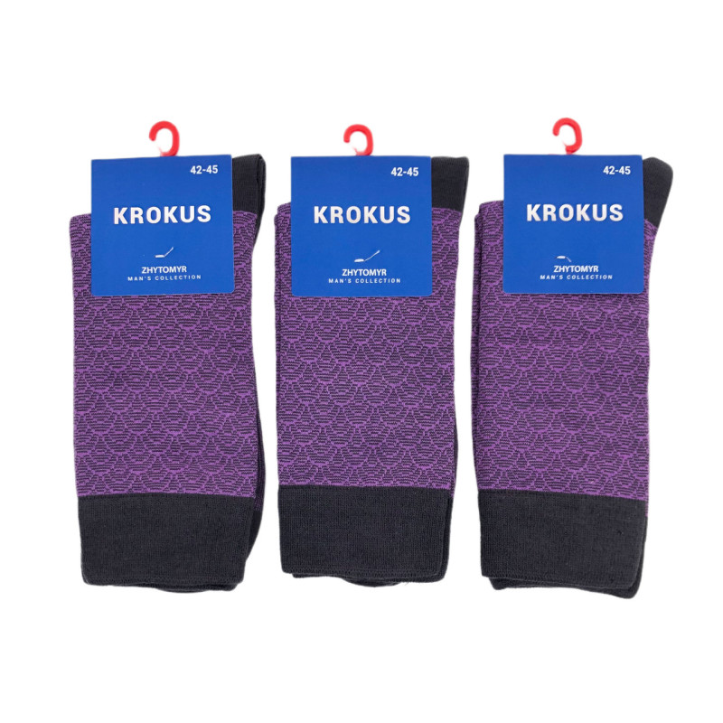 Чоловічі високі бавовняні шкарпетки з широкою резинкою Krokus (бузковий) 42-45
