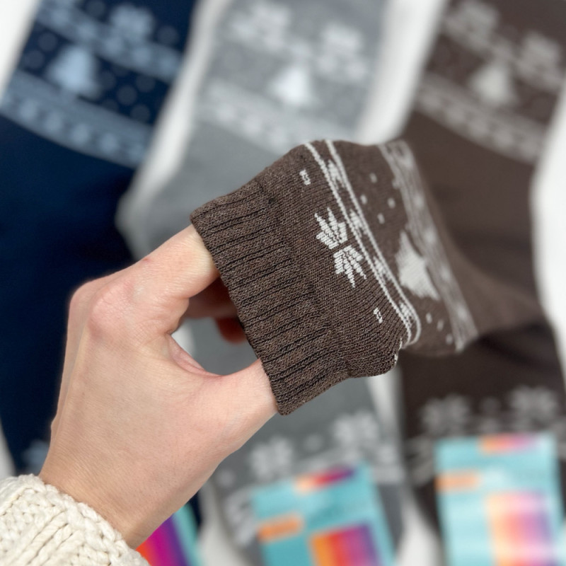 Жіночі теплі махрові шкарпетки Krokus (орнамент ялинки)