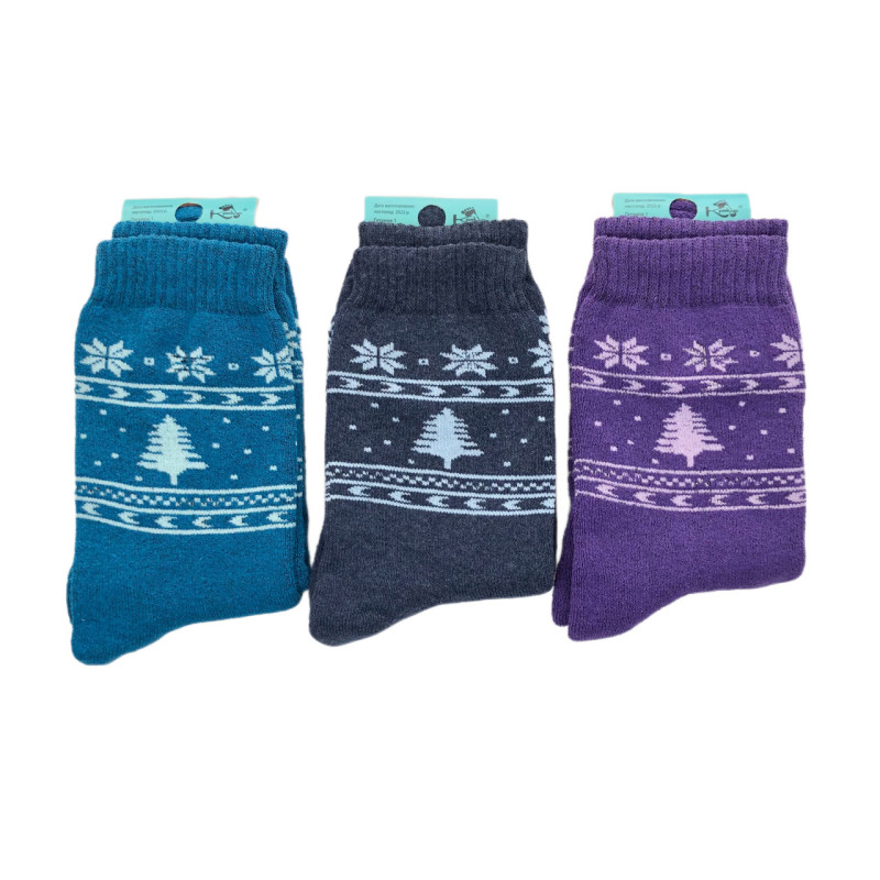 Жіночі теплі махрові шкарпетки Krokus (орнамент ялинки)