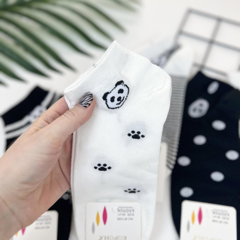 Жіночі короткі бавовняні шкарпетки з пандами Корона