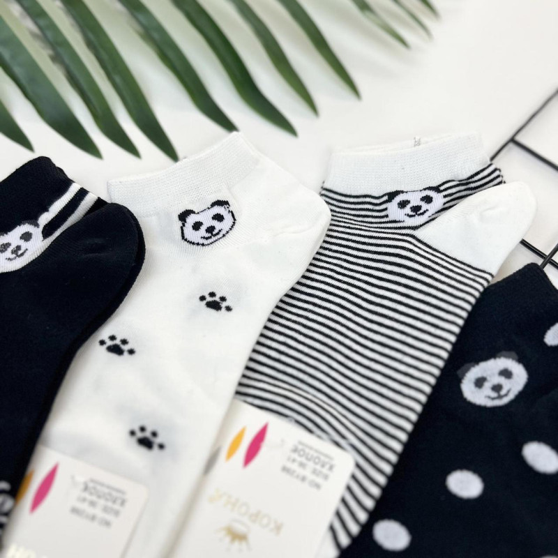 Жіночі короткі бавовняні шкарпетки з пандами Корона