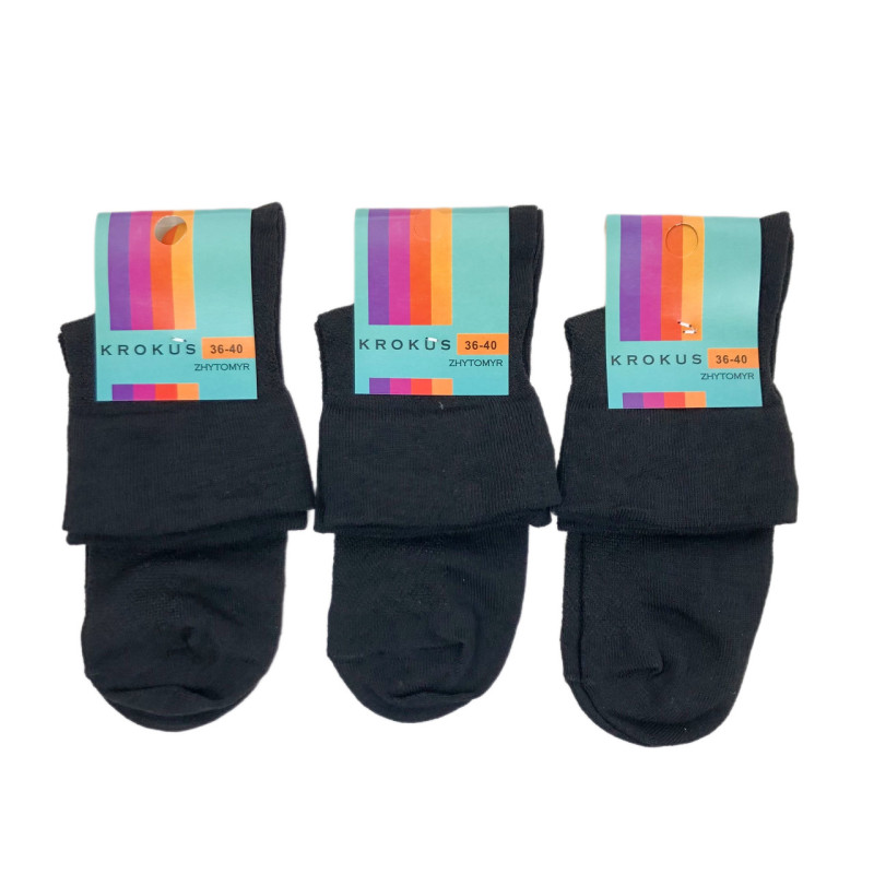 Жіночі медичні шкарпетки сітка без гумки чорні Krokus, 80% бавовна, розмір 36–40, Україна